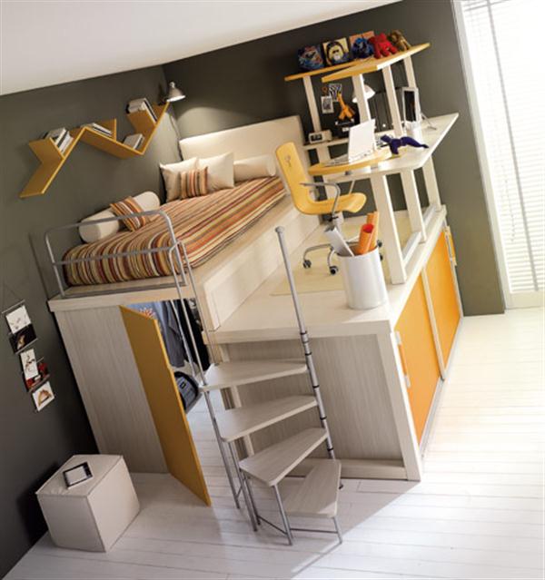 Attractive Italian Loft Bedrooms for Teens soft yellow