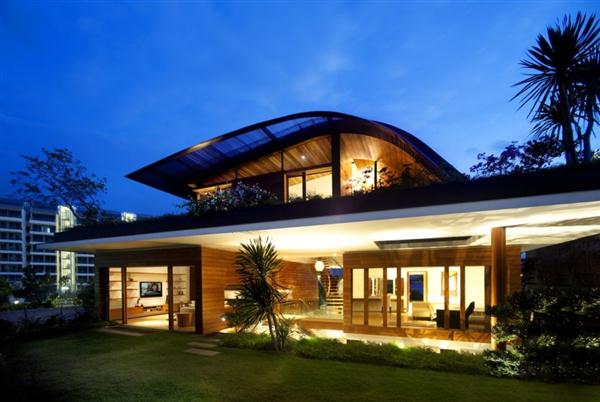 Awesome and Unusual Home Design at night view