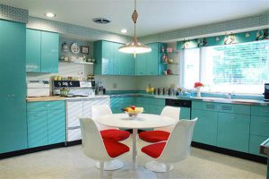 Beautiful kitchen Decoration Ideas with Red and Turquoise color