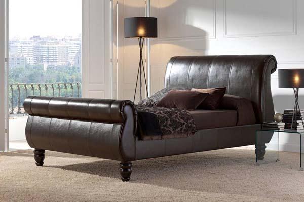Contemporary and Beautiful dark brown Sleigh Beds Design Ideas