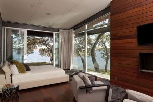 Contemporary and Elegant Lakeside Home Design by Dick Clark Architecture bedroom decor