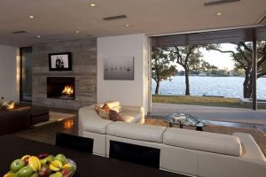 Contemporary and Elegant Lakeside Home Design by Dick Clark Architecture livingroom