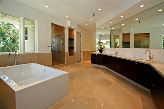 Contemporary and Luxury House Design in Miami Florida bathroom with square bathtubs