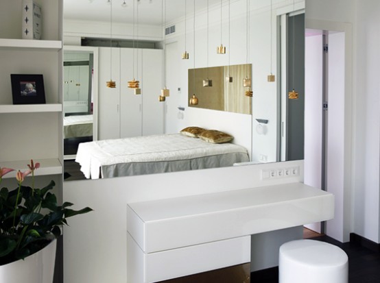 Elegant master bedroom Contemporary Apartment with Two Level Interior Design