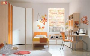 Orange and white Kids Bedroom Decorating Ideas
