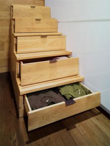 Storage desk staircase Awesome Space Maximization square feet Small Studio Apartment