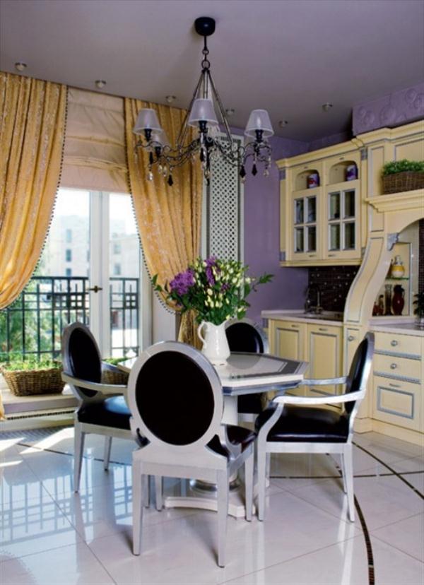 classical Art Deco apartment with Violet Theme dinning room