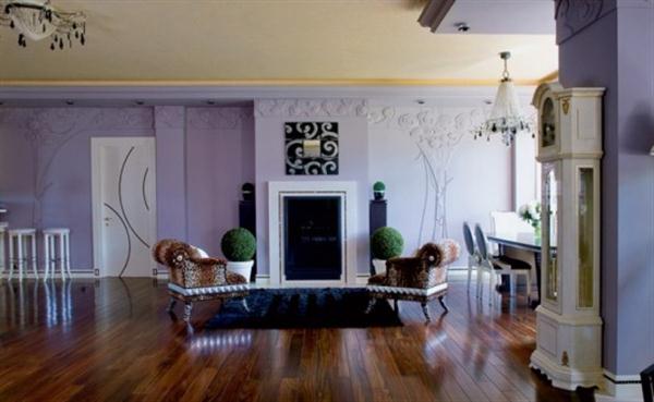 living room decor ideas a Sweet Art Deco Apartment with Violet Theme