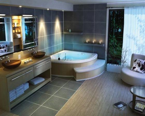Contemporary Romantic Bathroom Design with Spa Like Bathtub Comfortable