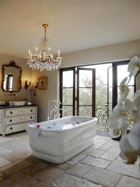 Contemporary Romantic Bathroom Design with Spa Like Bathtub Elegant
