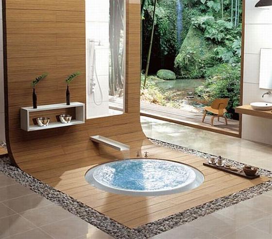 Contemporary Romantic Bathroom Design with Spa Like Bathtub Jacuzy
