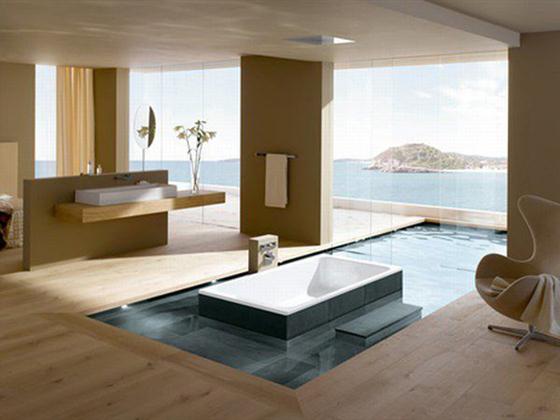 Contemporary Romantic Bathroom Design with Spa Like Bathtub