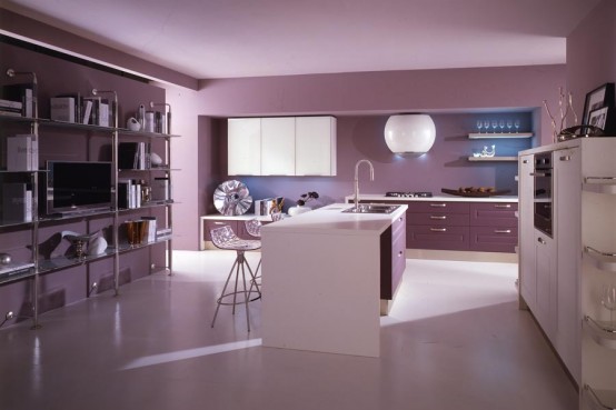 Modern kitchen with Contemporary Violet Interior Design Ideas inspirartion