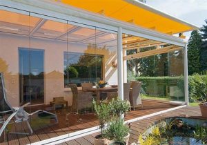 Modern patio rooms made from glass wall for spring