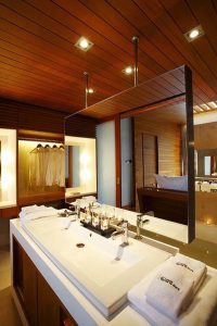 luxurious bathroom on cool Beachfront Villa Design in Thailand