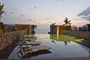 sunset view on elegance Beachfront Villa Design in Thailand