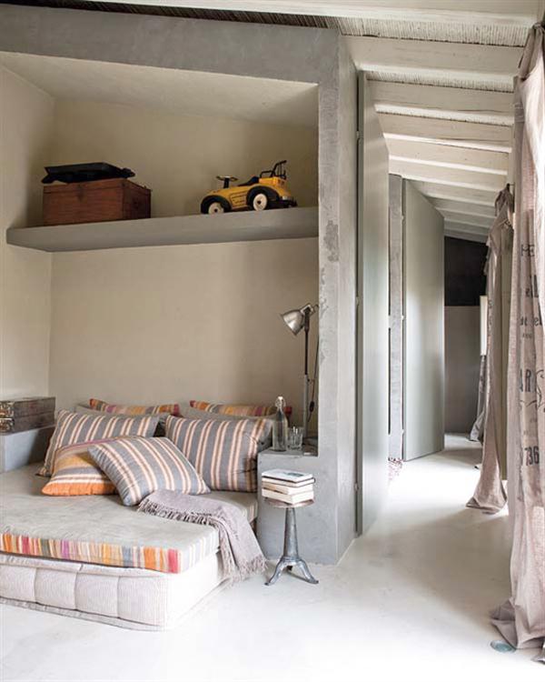 Creative Home with Rustic Design Interior in Ampurdan bedroom