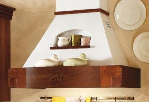 Beautiful Wide Italian Range Hoods Design with minimalist shelves