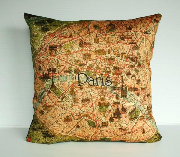 Funny and Delightful Paris Map Pillows by Bearded Pigeon