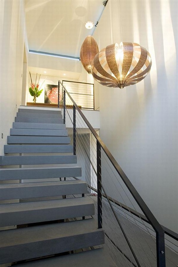 the Mosman House by Corben Architects with elegant stairs and pendant lamp